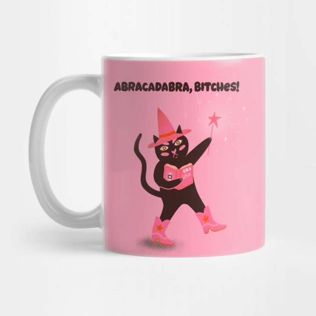 Abracadabra bitches! Cute witchy black cat illustration by WeirdyTales